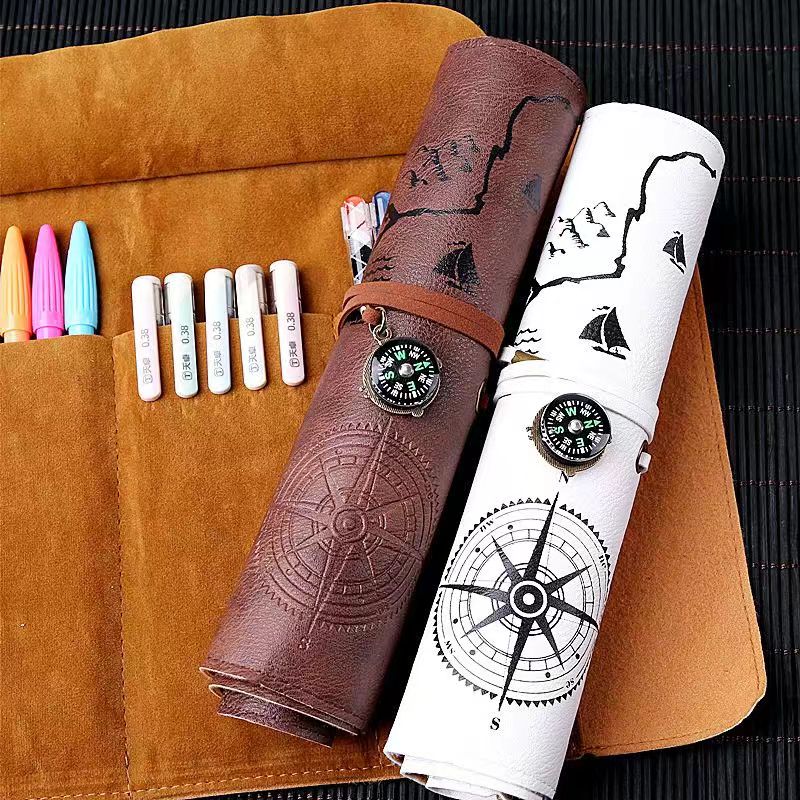 Compass-shaped pencil case