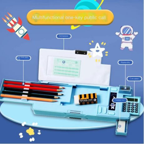 Multifunctional pencil case with caculator