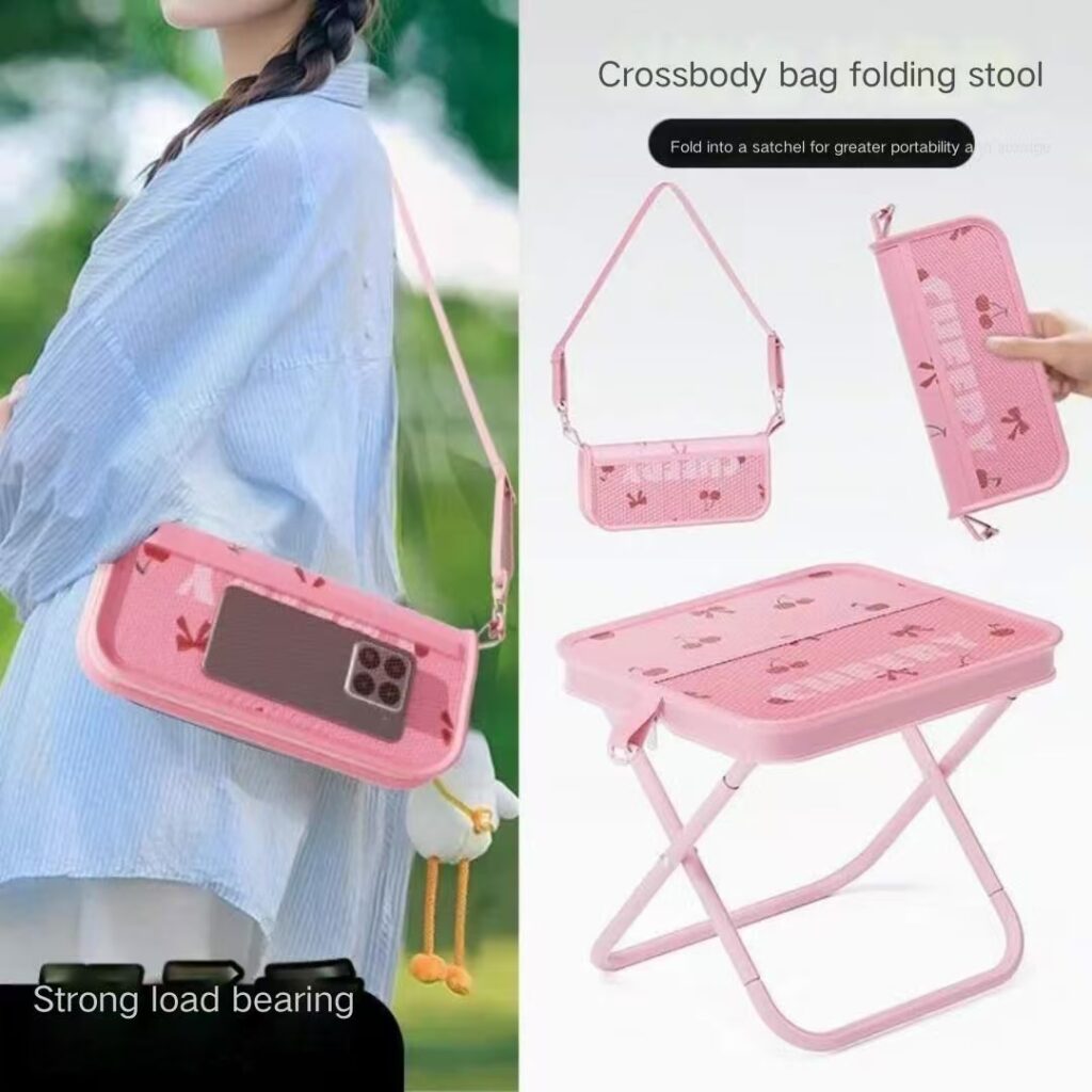 Crossbody bag folding stool